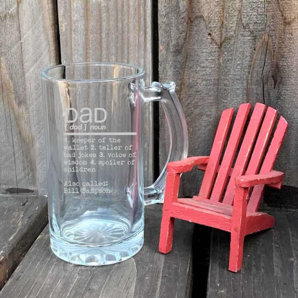 personalized laser engraved 16 oz glass beer mug | dad definition