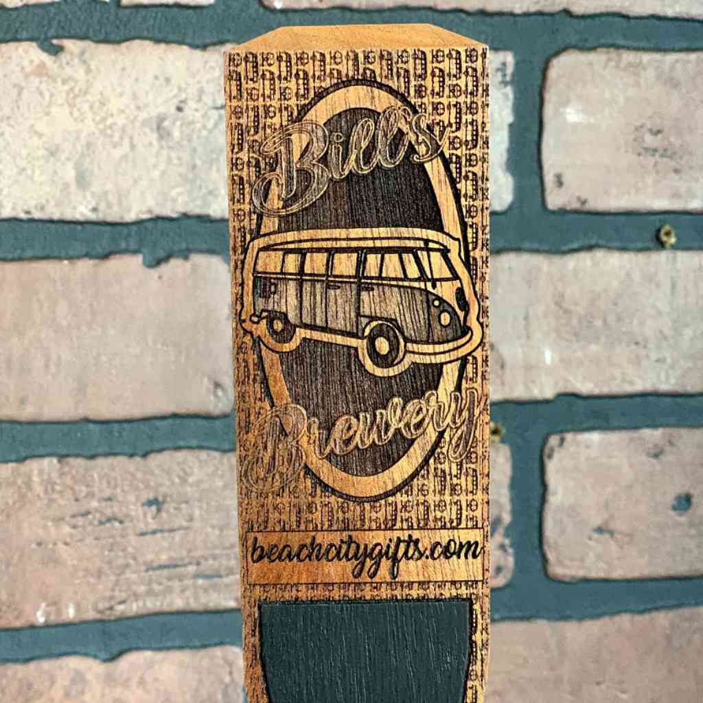 personalized laser engraved beer tap handle | vw bus