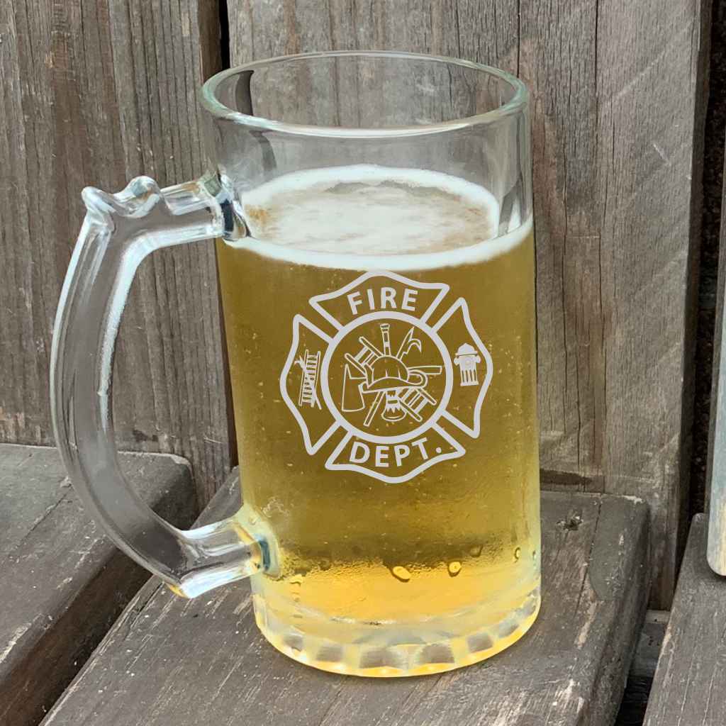 personalized beer mug | fire station logo