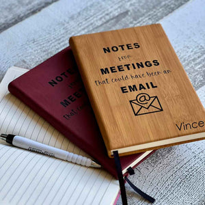 personalized faux leather journal | email