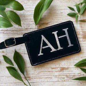 personalized faux leather luggage tag | logo