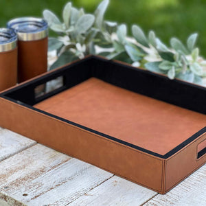 realtor closing basket | faux leather tray & tumblers