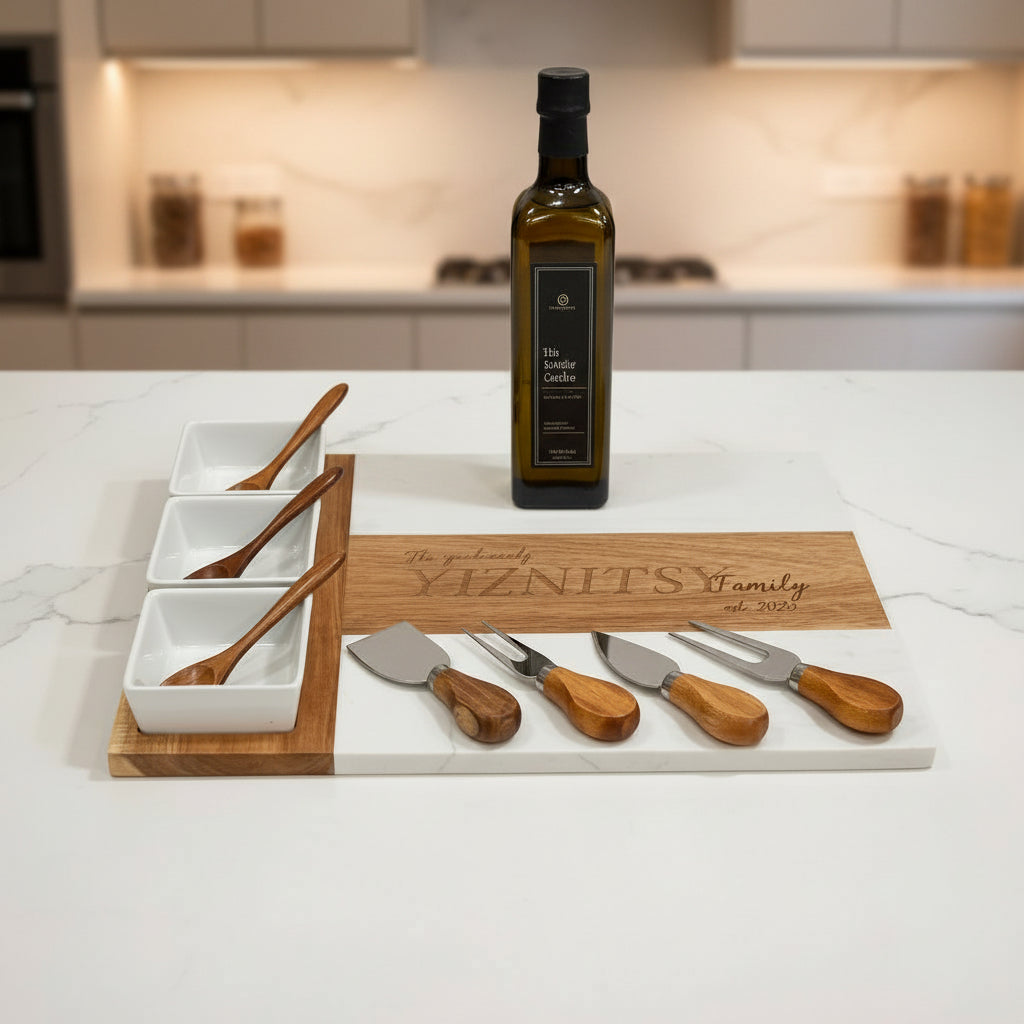 marble acacia charcuterie board | realtor closing gift