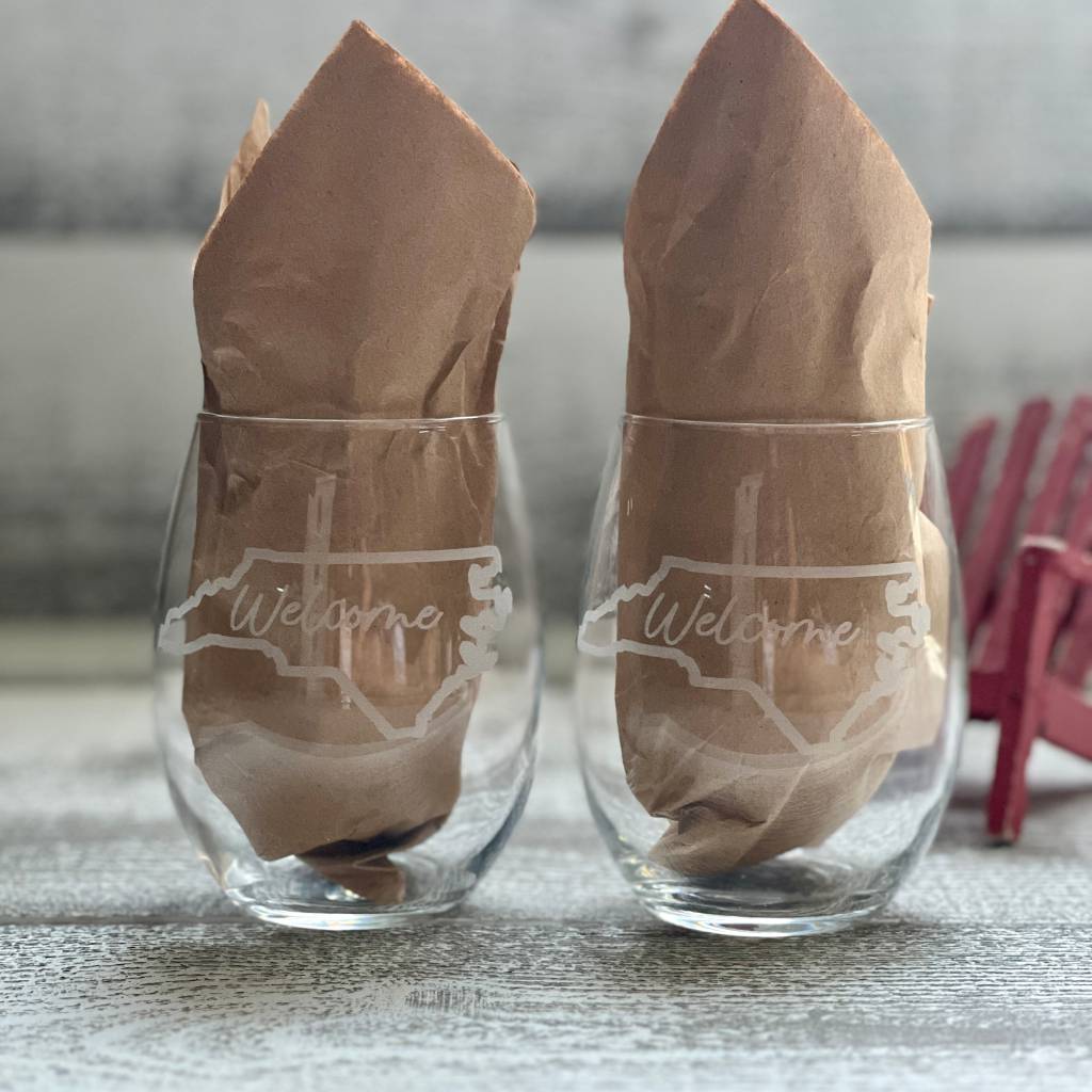 personalized laser engraved wine glass | use your own design or logo