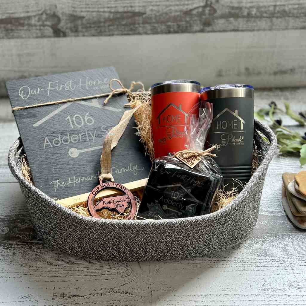 realtor closing basket | slate easel