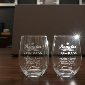 personalized stemless wine glass | realtor