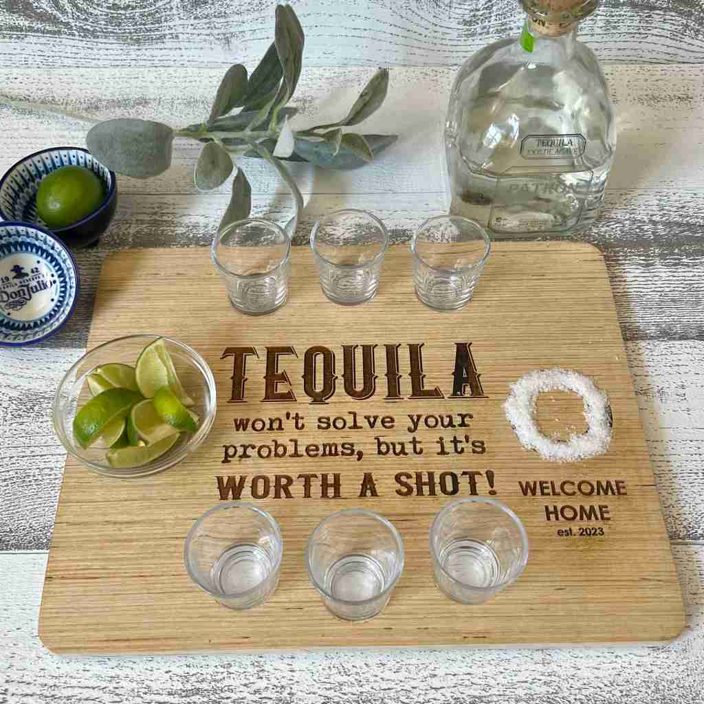 custom tequila shot board
