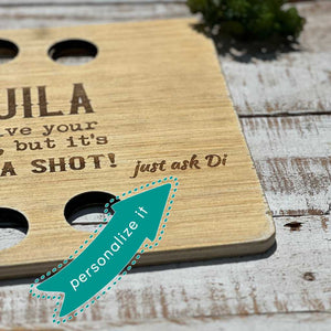 custom tequila shot board
