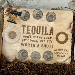 custom tequila shot board
