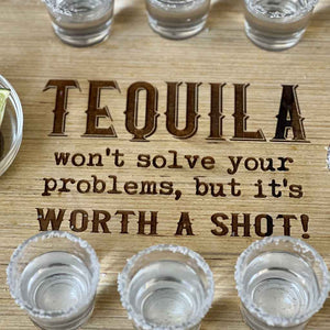 custom tequila shot board