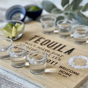 custom tequila shot board