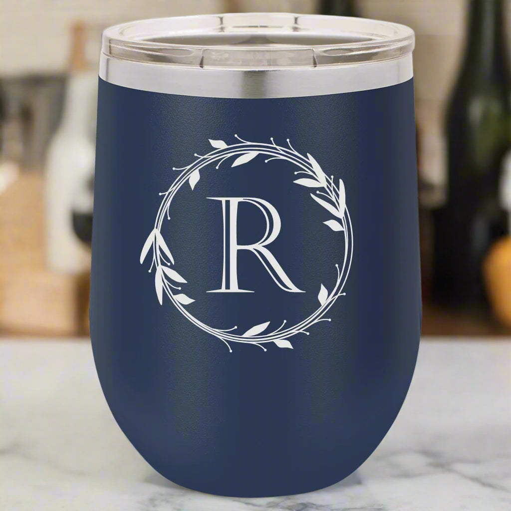personalized wine tumbler | initial