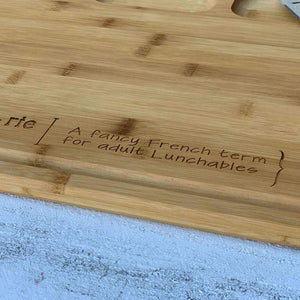 laser engraved charcuterie cutting board  | definition