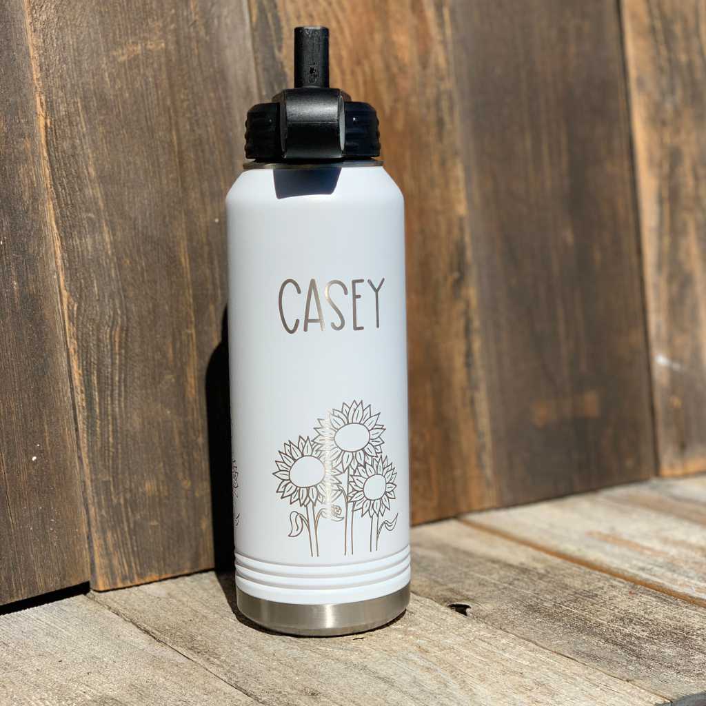 personalized double insulated 32 oz. water bottle | sunflower