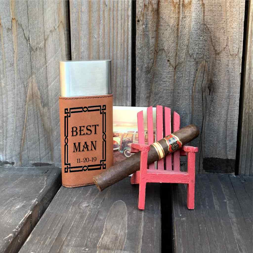 personalized faux leather cigar case with cutter | groomsmen