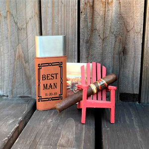 personalized faux leather cigar case with cutter | groomsmen