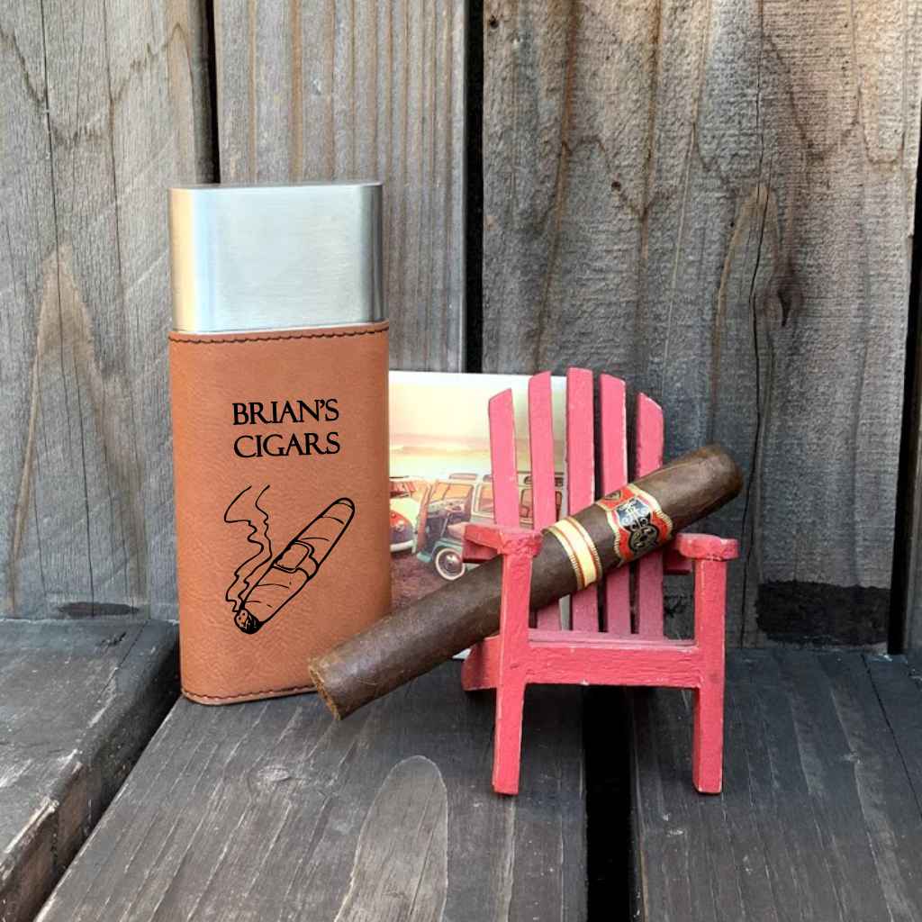 personalized faux leather cigar case with cutter | design options