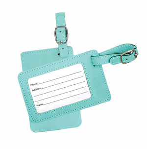 personalized faux leather luggage tag | adventure awaits