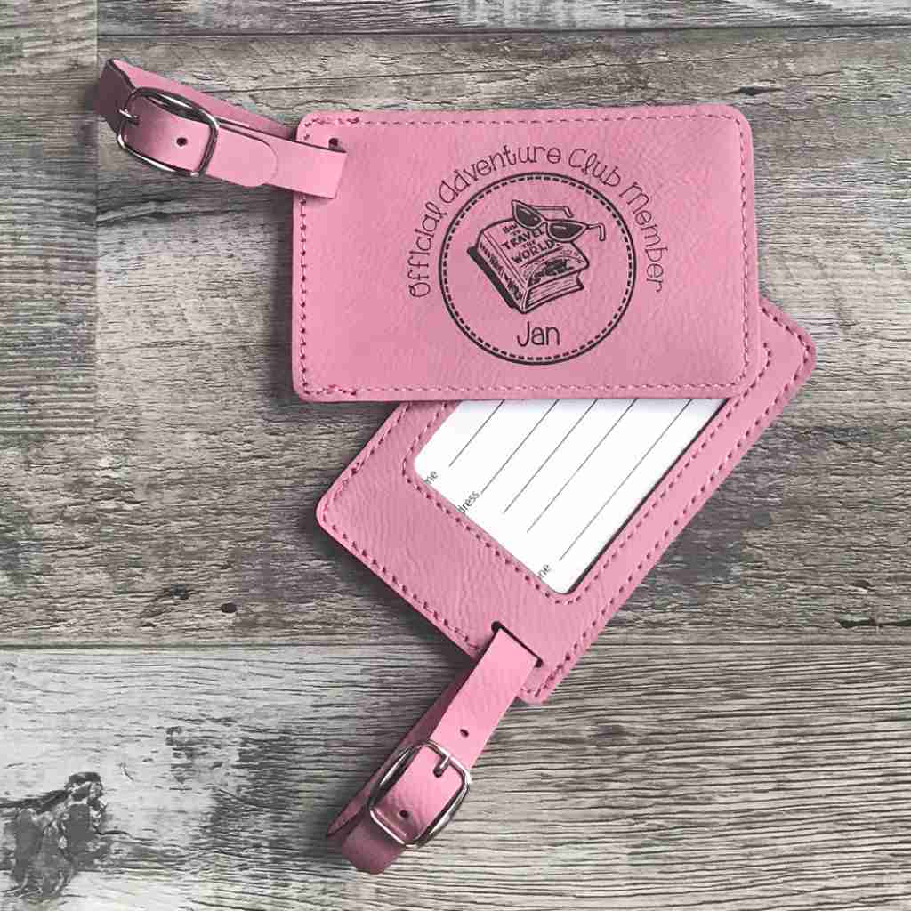 personalized faux leather luggage tag | logo