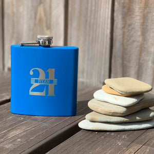 personalized 6 oz. powder coated stainless steel flask | 21