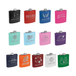 personalized 6 oz. powder coated stainless steel flask | logo