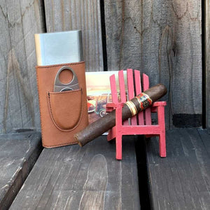 personalized faux leather cigar case with cutter | simple elegance