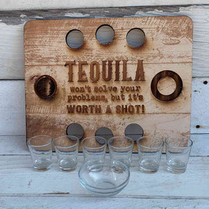 custom tequila shot board