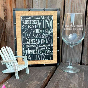 personalized laser engraved 15 oz wine glass | use your own design or logo